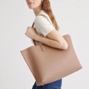 Italian Leather Triple Compartment Shopper Tote (Quince)